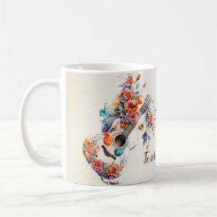 Farbige Blumen Gitarre Musikinstrument Elegant Kaffeetasse