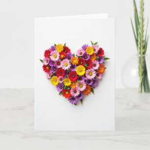 Farbige Blumen-Herz-Liebeskarte Karte