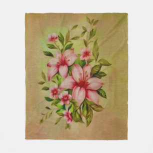 Farbige Blumen, mit Acrylfarbe auf Hintergrund gem Fleecedecke