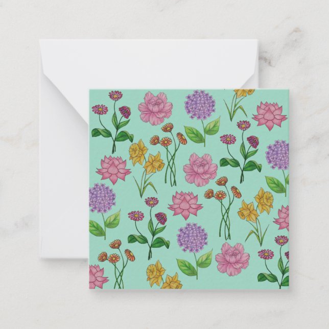 Farbige Blumen Mitteilungskarte (Vorderseite)