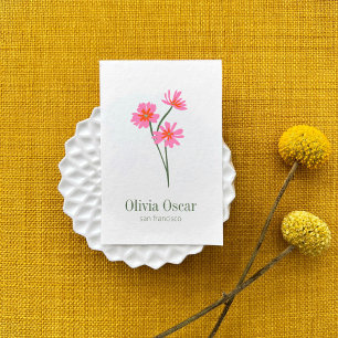 Farbige Blumen Moderne rosa florale Illustration Visitenkarte