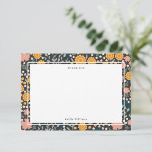 Farbige Blumen Pink Orange Modern Dankeskarte