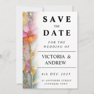 Farbige Blumen-Save-the-Date-Karte Save The Date