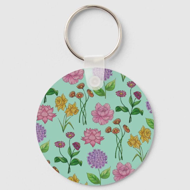 Farbige Blumen Schlüsselanhänger (Vorderseite)