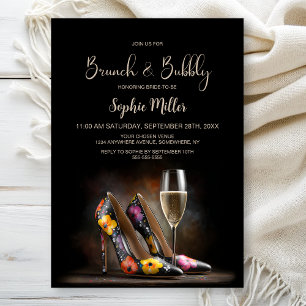 Farbige Blumen-Stilettoschuhe Brunch und Bubbly Einladung