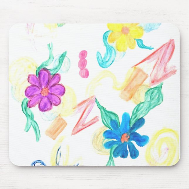 Farbige Blumenabstraktion Mousepad (Vorne)