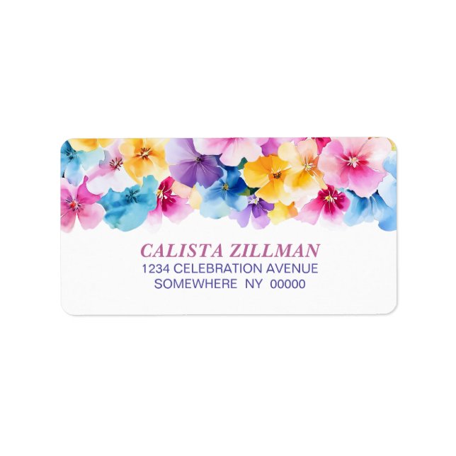 Farbige Blumenadresse Adressaufkleber (Vorne)