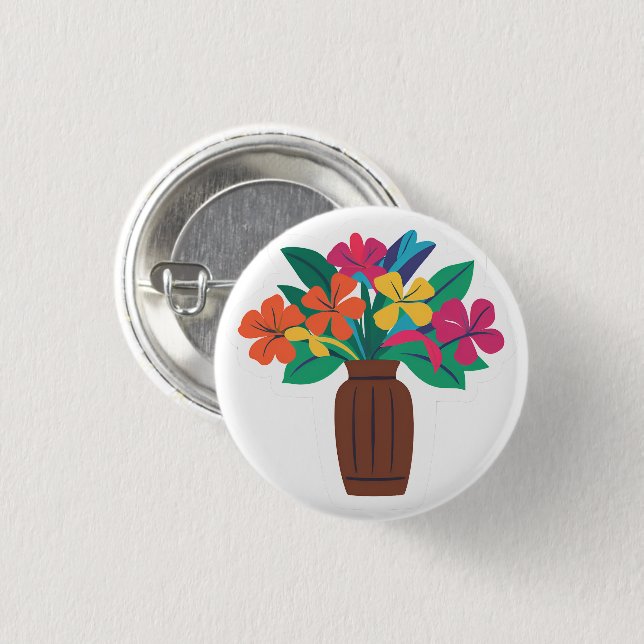 Farbige Blumenanordnung Button (Vorne & Hinten)