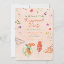 Farbige Blumenaquarell-Engagement-Party
