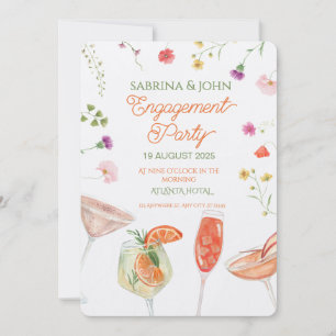 Farbige Blumenaquarell-Hochzeitsfeier Einladung