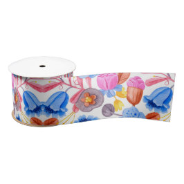 Farbige Blumenband mit Illustrationen Satinband