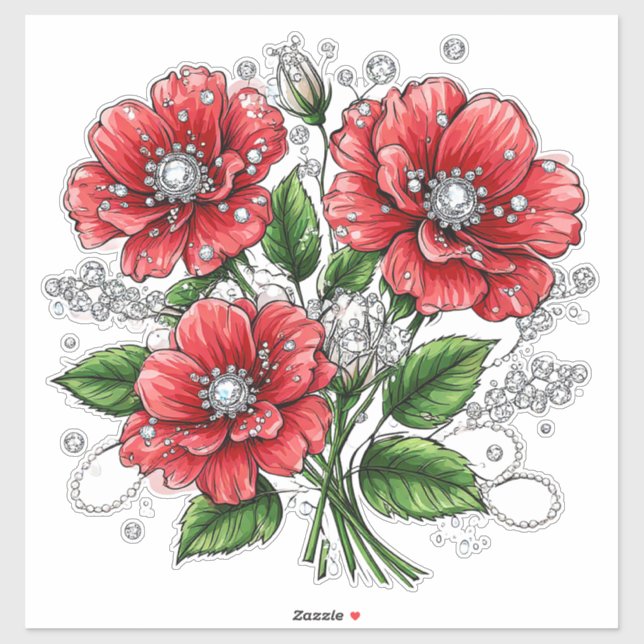 Farbige Blumenbouquet Aufkleber (Blatt)