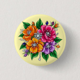 Farbige Blumenbouquet Button