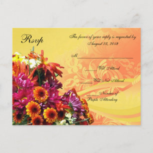 Farbige Blumenbouquet Orange/Gelbe Gestaltung Einladungspostkarte