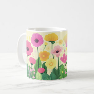 Farbige Blumendekoration, Helle Muster Lebendige V Kaffeetasse