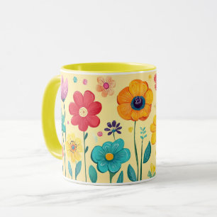 Farbige Blumendekoration, Helle Muster Lebendige V Tasse