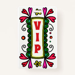 Farbige Blumendoodles VIP Party Abzeichen Ausweis