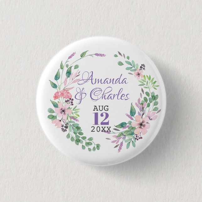 Farbige Blumenkränze Button (Vorderseite)