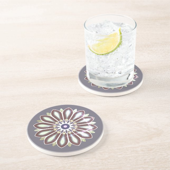 FARBIGE BLUMENKUNST GESCHENK TOCHTER MUTTER CHEFIN GETRÄNKEUNTERSETZER (Seite)