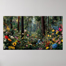 Farbige Blumenlandschaft mit lebendigen Bäumen Sze