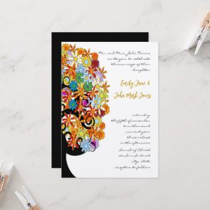 Farbige Blumenliebesbaum-Hochzeitseinladung Einladung