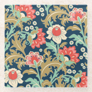 Farbige Blumenmuster im Volkskunststil: Handgezeic Glasuntersetzer