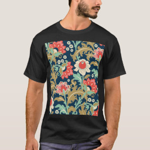 Farbige Blumenmuster im Volkskunststil: Handgezeic T-Shirt