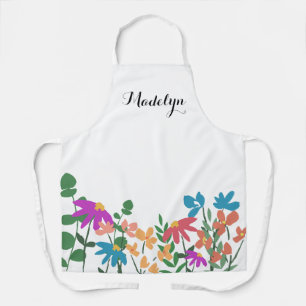 Farbige Blumenschrift Personalisiert Schürze