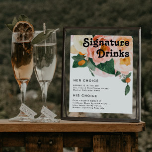 Farbige Blumenträume   Signature-Drinks-Schild Poster