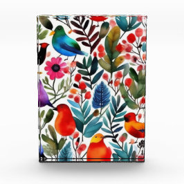 Farbige Blumenvögel Fotoblock