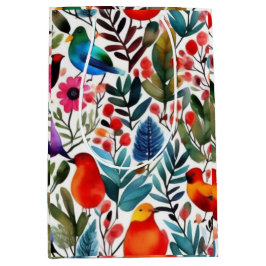 Farbige Blumenvögel Mittlere Geschenktüte