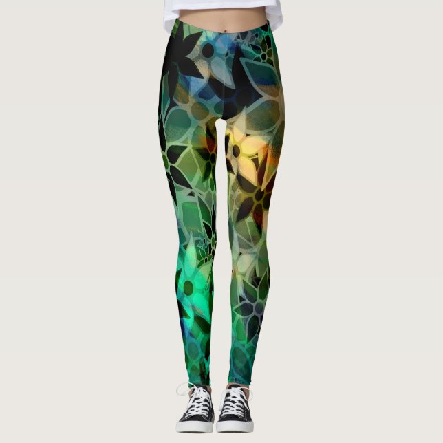 Farbige Blüte #2 Leggings (Vorderseite)
