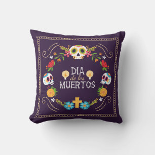 Farbige Blütenschalen Dia de Muertos Throw Kissen
