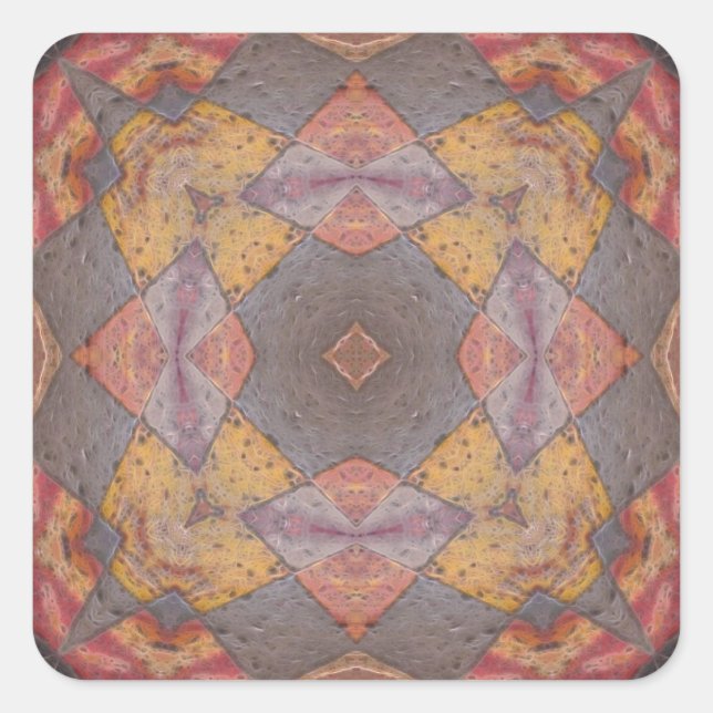 Farbige Bodenfliesen Kaleidoskop 8 Quadratischer Aufkleber (Vorderseite)