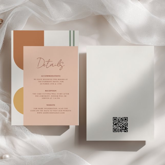 Farbige Bögen Boho-Hochzeitsdetails QR-Code Begleitkarte (Von Creator hochgeladen)