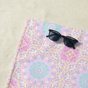 Farbige Boheme-Trippy-Helle Pastell-Mandala Strandtuch