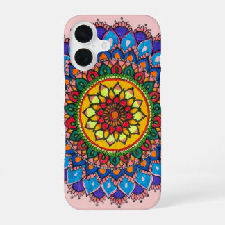 Farbige bohemische Mandala-Blume iPhone 16 Hülle