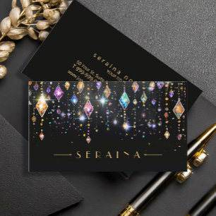 Farbige Boho Gems auf schwarz ID1035 Visitenkarte