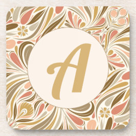 Farbige Boho-Printwerbung mit Retro-Monogramm Getränkeuntersetzer