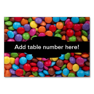 Farbige Bonbons Tischnummer