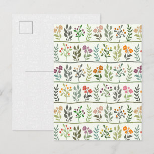 Farbige Botanische Herbarium Pflanzen Postkarte