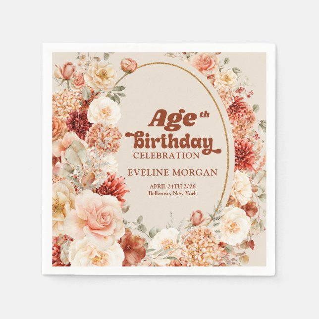 Farbige Bouquet Terracotta-Dusche Jeglicher Geburt Serviette (Vorderseite)