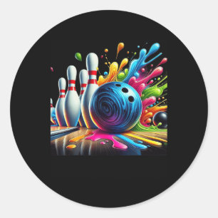 Farbige Bowling Crew Gefärbte Krawatte Graphic T-S Runder Aufkleber