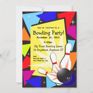 Farbige Bowling-Einladung Einladung