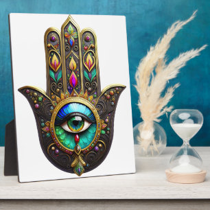 Farbige Braun Gold Hamsa Regenbogen Farbe Drittes Fotoplatte