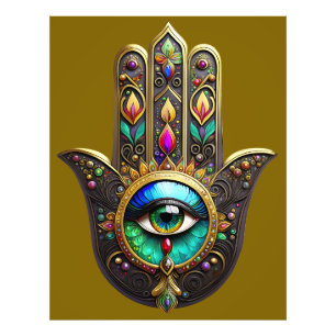 Farbige braune Gold Hamsa Regenbogenfarbe Drittes Fotodruck