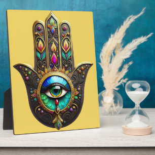 Farbige braune Gold-Hamsa-Regenbogenfarbe Drittes  Fotoplatte