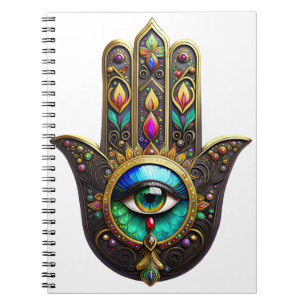 Farbige braune Gold-Hamsa-Regenbogenfarbe Drittes  Notizblock