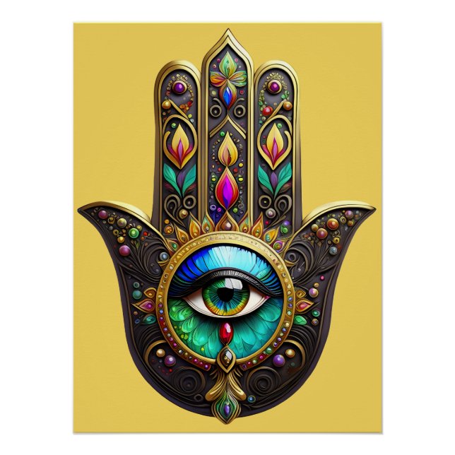 Farbige braune Gold Hamsa Regenbogenfarbe Drittes  Poster (Vorderseite)