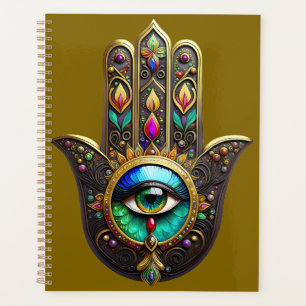 Farbige braune Gold Hamsa Regenbogenfarben Drittes Planer